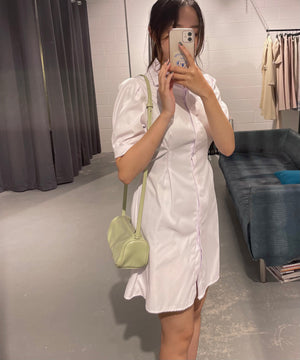 Pintuck Puff Shirt Dress