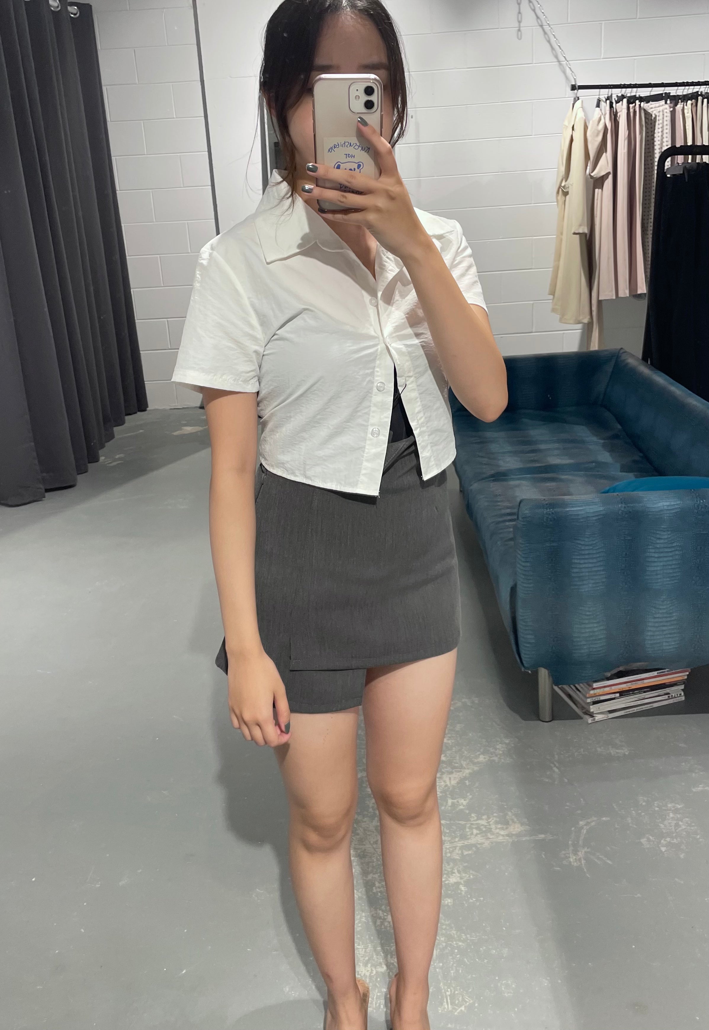 Nylon Shirt with Banding Waist