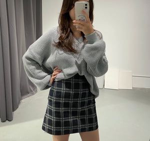 Covent  Check Denim Skirt