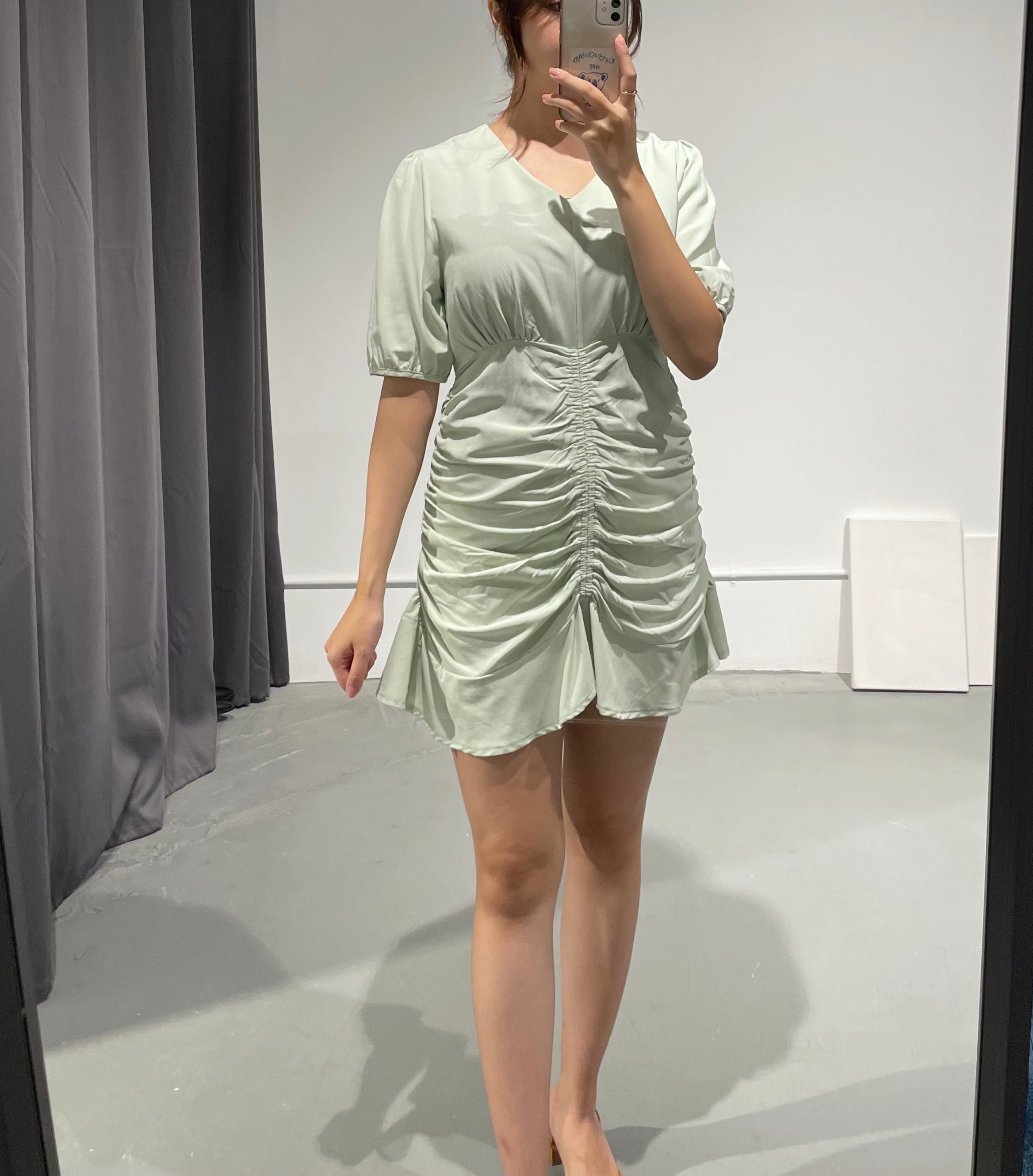 Shirring Frill Dress