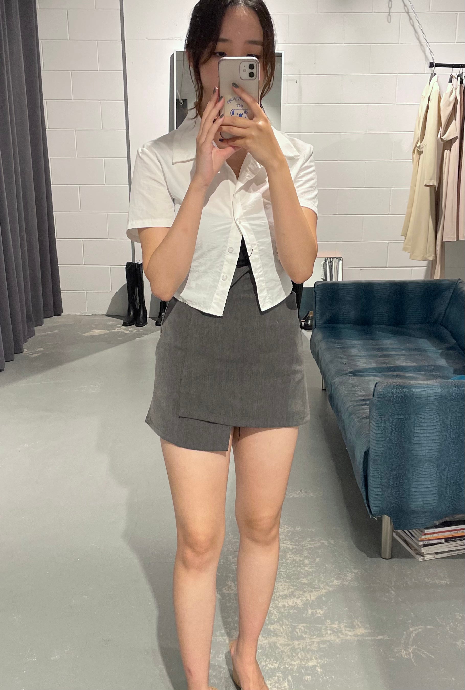 Nylon Shirt with Banding Waist