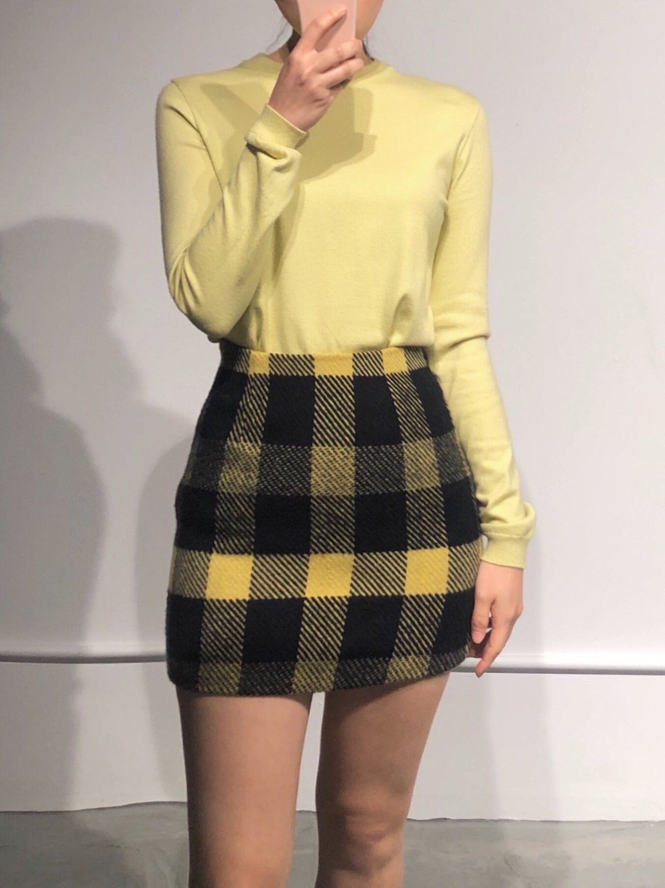 NURI Wool Check Skirt