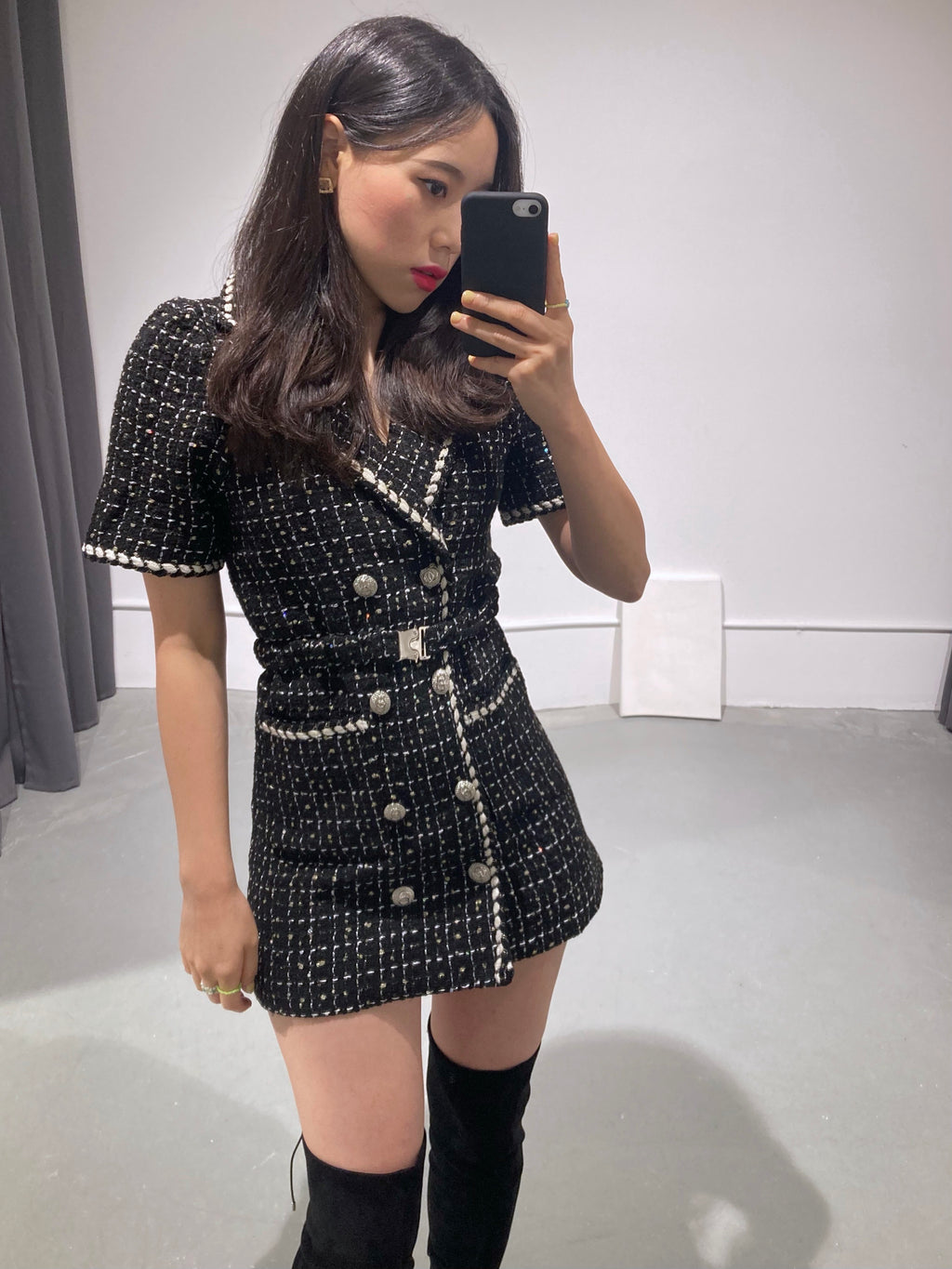 JENNY Tweed Belt Dress