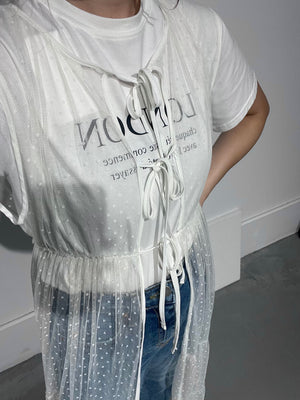 Dot Lace Long Coverup