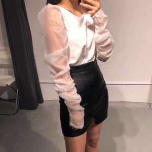 SUAN Faux Leather Skirt
