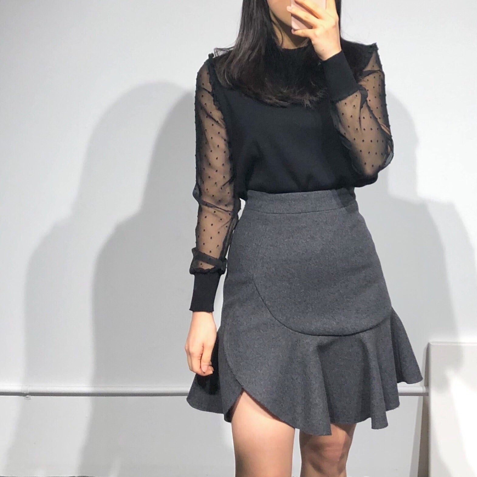YURI Frilled Hem Mini Skirt