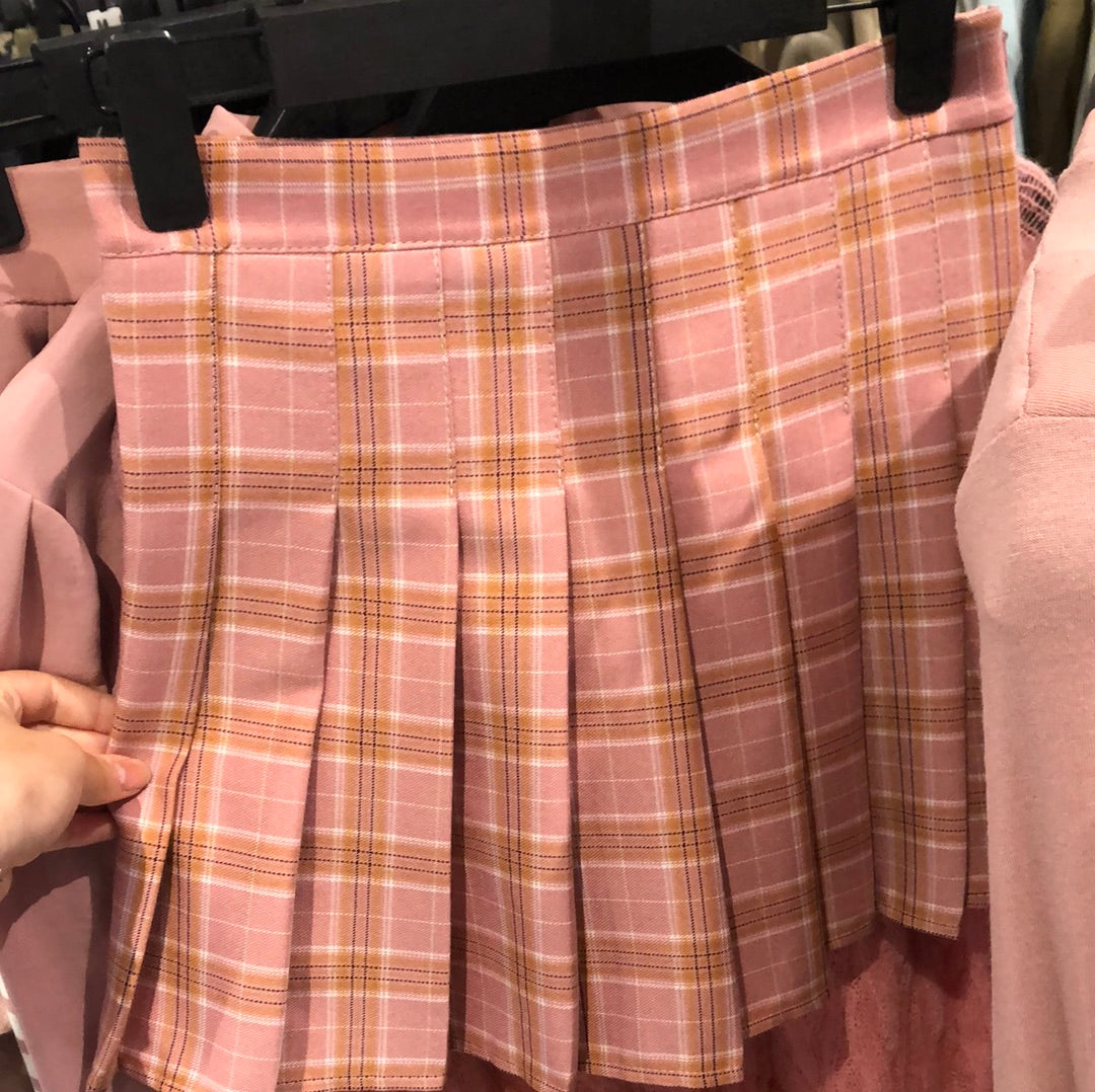 YUNA Check Pleated Skirt